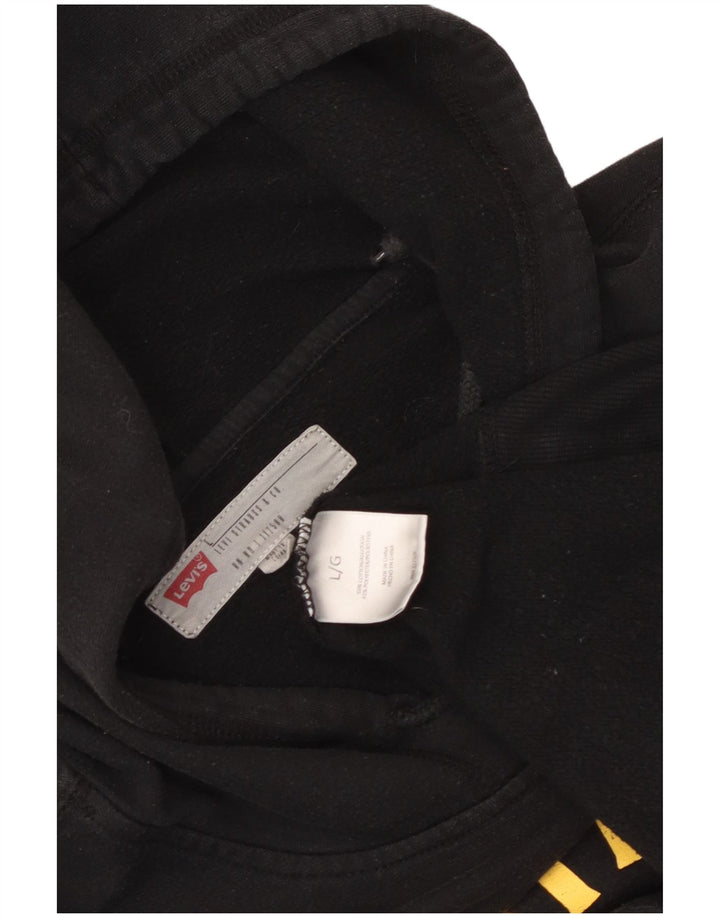 Levi's Herren-Pullover mit grafischem Kapuzenpullover, groß, aus schwarzer Baumwolle