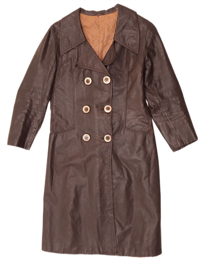 Vintage Damen Ledermantel UK 12 Mittelbraun