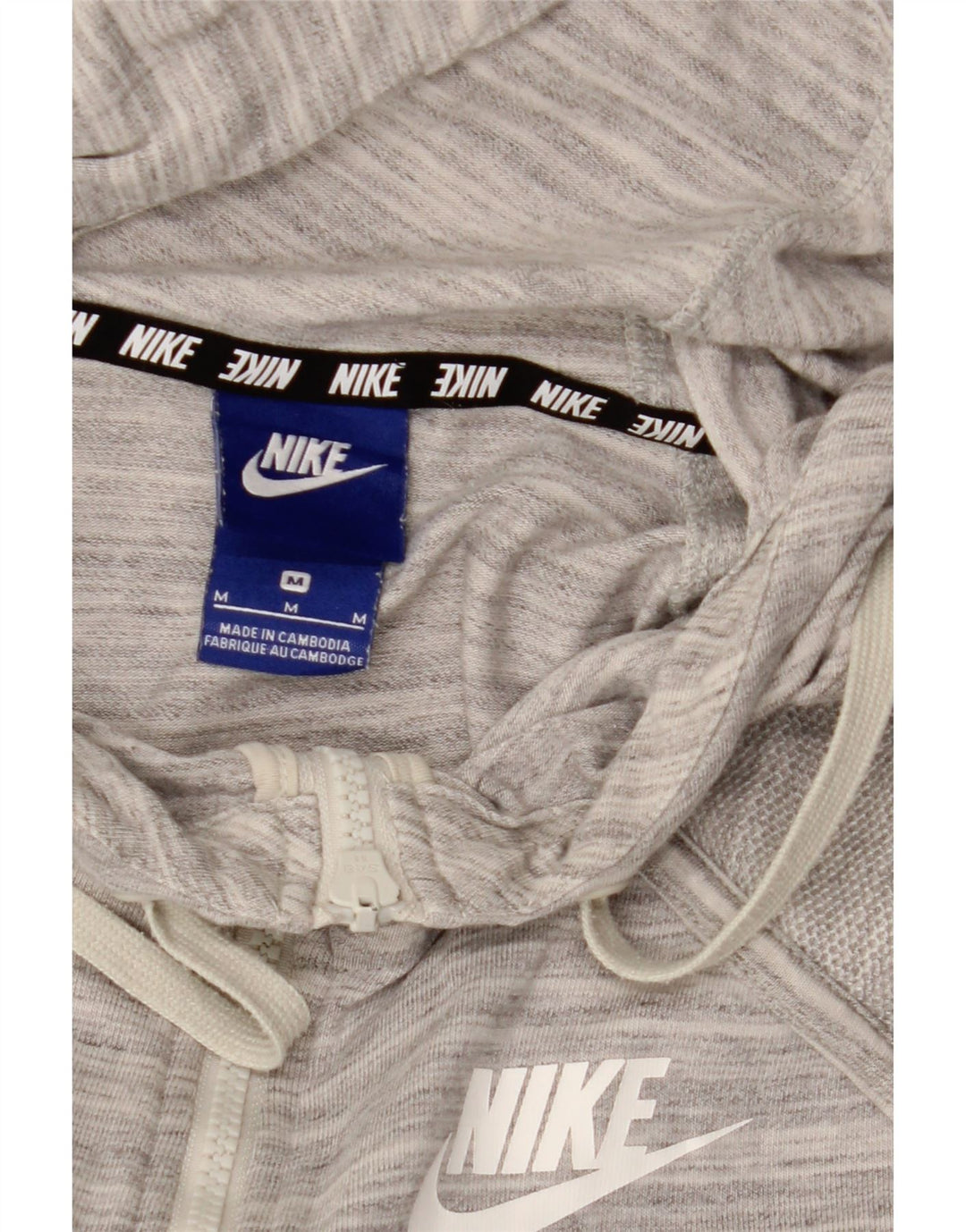 NIKE Damen Zip Hoodie Pullover UK 14 Mittelgrau gestreift