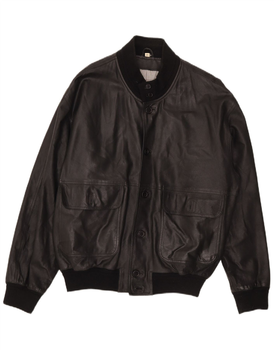 Vintage Herren Lederjacke IT 48 Medium Schwarz