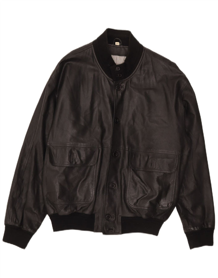 Vintage Herren Lederjacke IT 48 Medium Schwarz