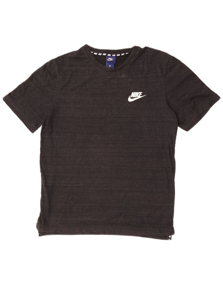 Nike Herren-T-Shirt-Oberteil aus mittelgrau gefleckter Baumwolle