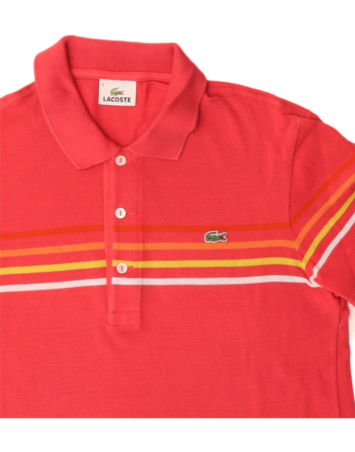 LACOSTE Herren-Poloshirt, Größe 3, klein, rosa gestreift, Baumwolle