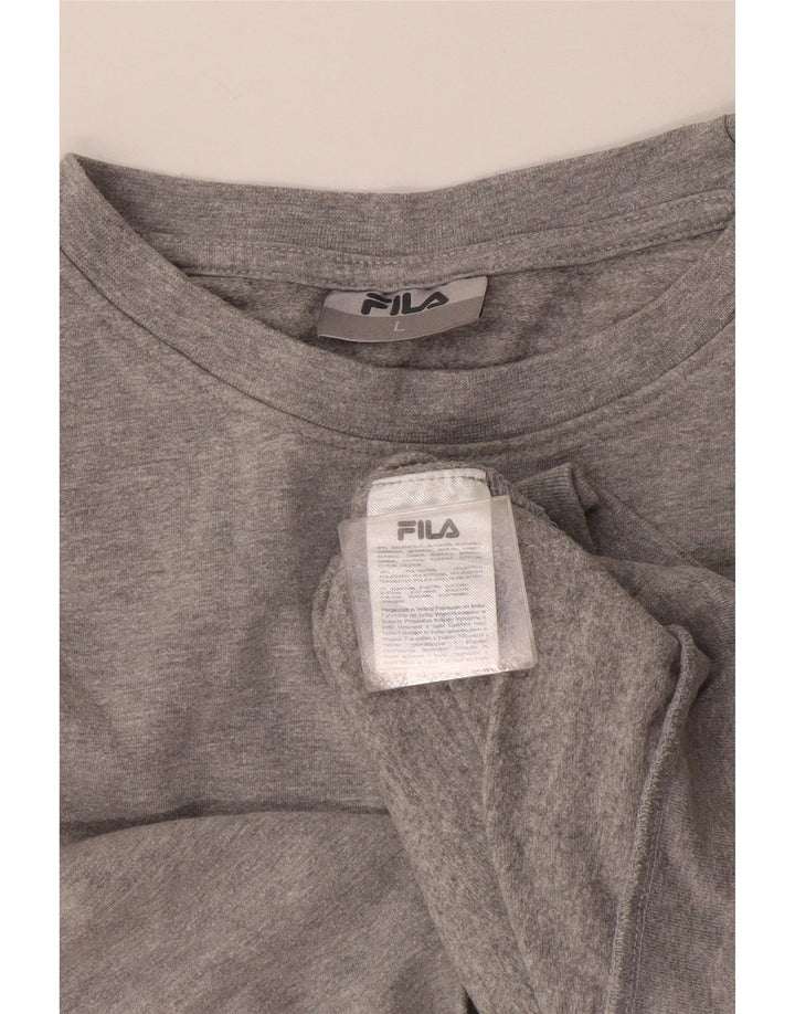 Fila Damen Grafik-Sweatshirt-Pullover UK 16 Large Graue Baumwolle