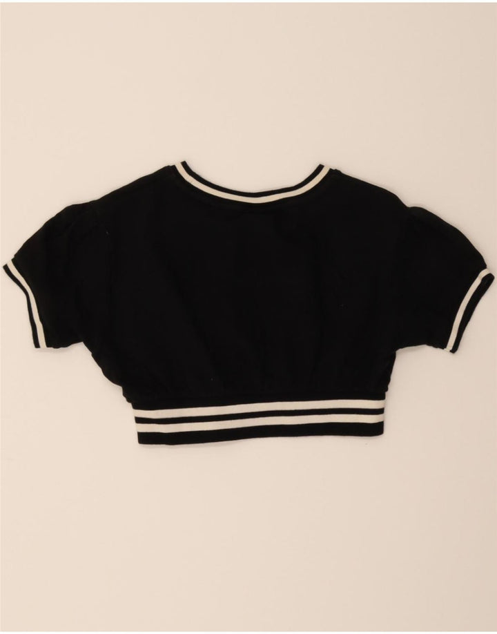 CHAMPION Womens Crop Short Sleeve Sweatshirt Jumper UK 8 Small Black Vintage Champion and Second-Hand Champion from Messina Hembry 