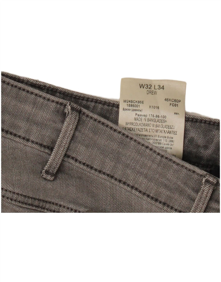 Wrangler Damen Drew Straight Jeans W32 L34 Graue Baumwolle