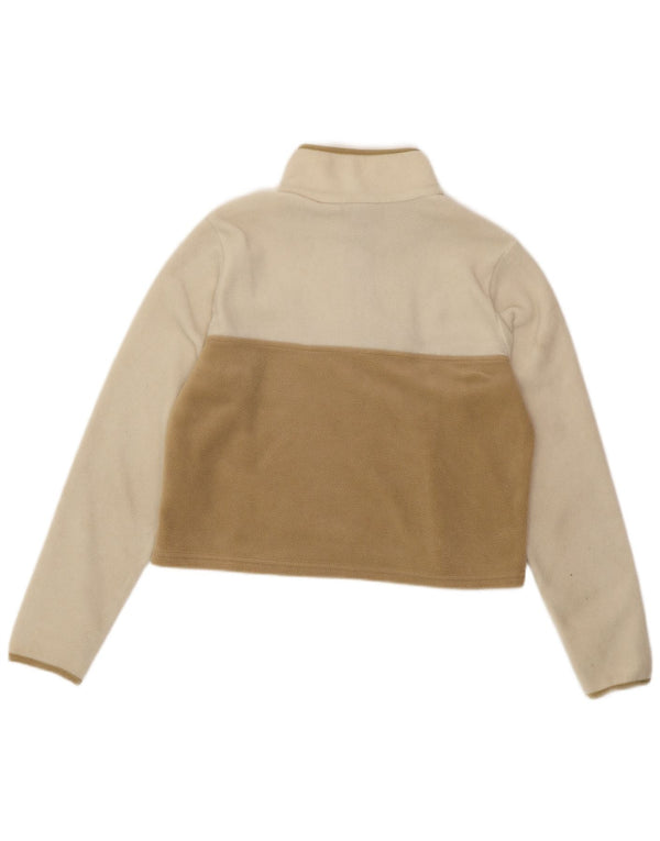 COLUMBIA Damen Crop Fleece Pullover UK 14 Mittelweiß Farbblock