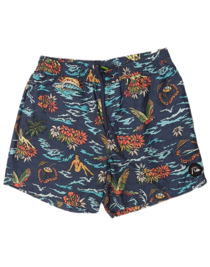 Quiksilver Herren-Badeshorts, mittelgroß, Marineblau mit Blumenmuster, Polyester