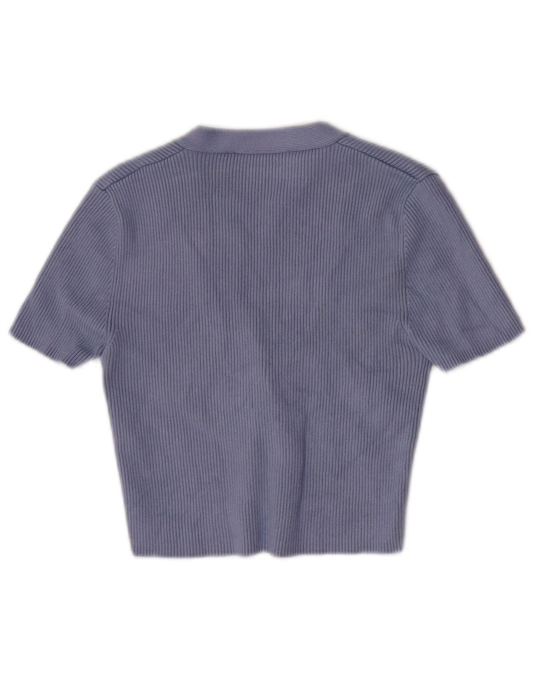 Zara Damen Kurzarm-Crop-Top UK 8 Small Blaue Viskose