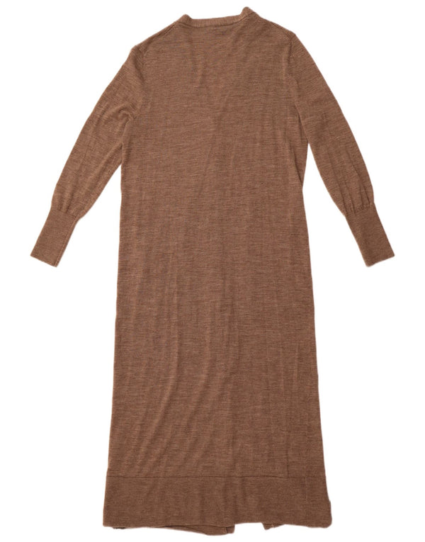 Zara Damen Longline-Cardigan-Pullover UK 14 Große braune Wolle