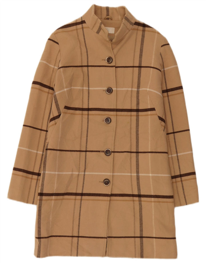 Marks & Spencer Damenmantel UK 8 Small Beige Check Polyester