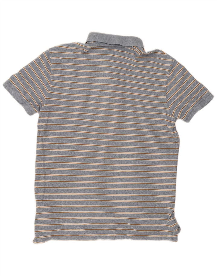 Fat Face Herren-Poloshirt aus mittelblauer, gestreifter Baumwolle
