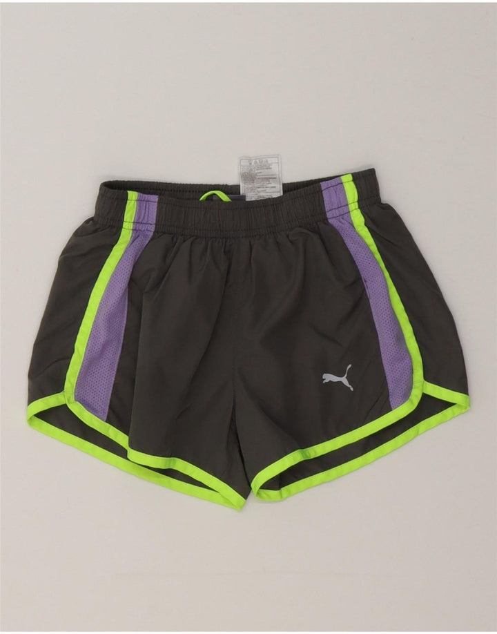 Puma Mädchen-Sportshorts, 6–7 Jahre, Größe S, Grau, Colourblock-Polyester