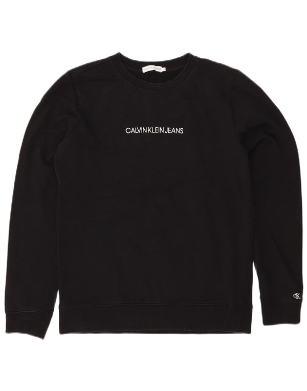 CALVIN KLEIN Jungen-Sweatshirt mit Grafik, 15–16 Jahre, schwarze Baumwolle