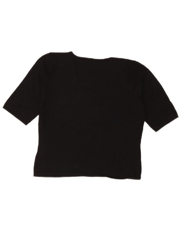 Marks & Spencer Damen Crop T-Shirt Top UK 16 Large Schwarze Viskose