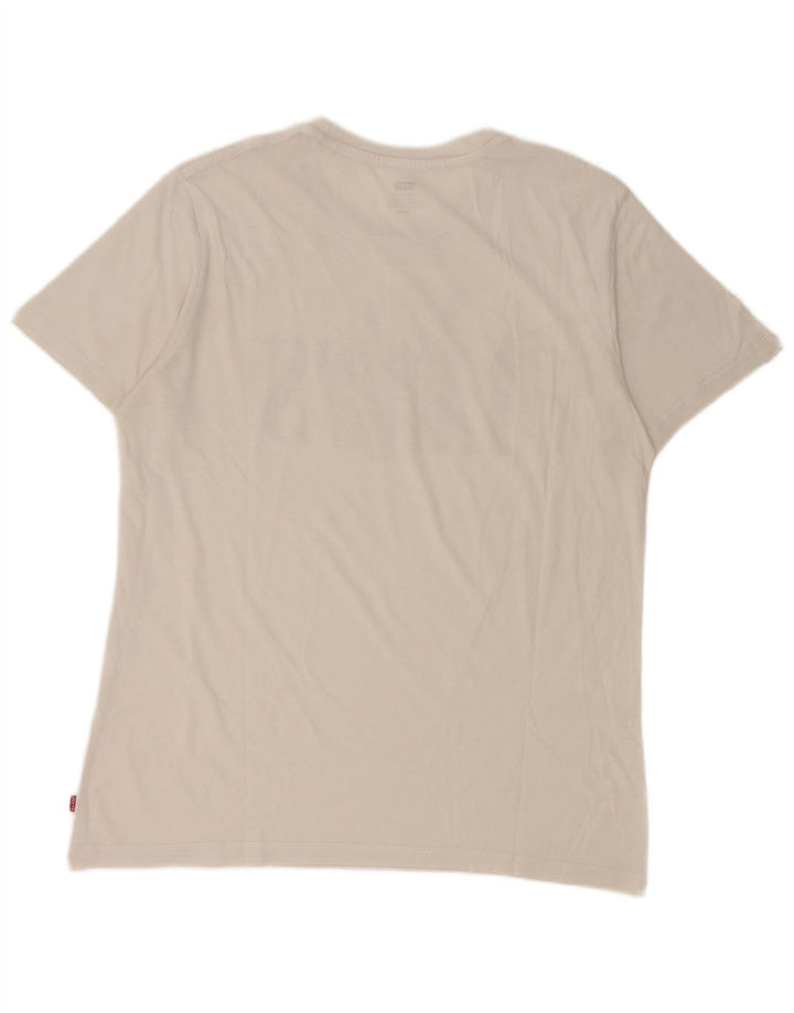 Levi's Damen Grafik-T-Shirt-Oberteil UK 14 Mittelweiß