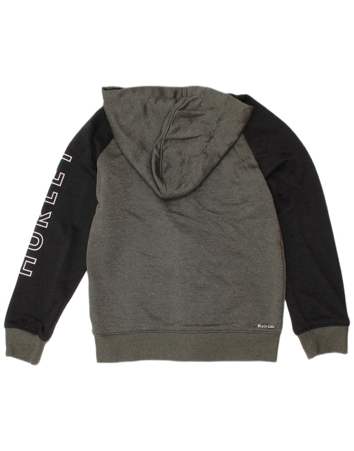 Hurley Jungen-Kapuzenpullover mit grafischem Reißverschluss, 5–6 Jahre, graues Farbblock-Polyester