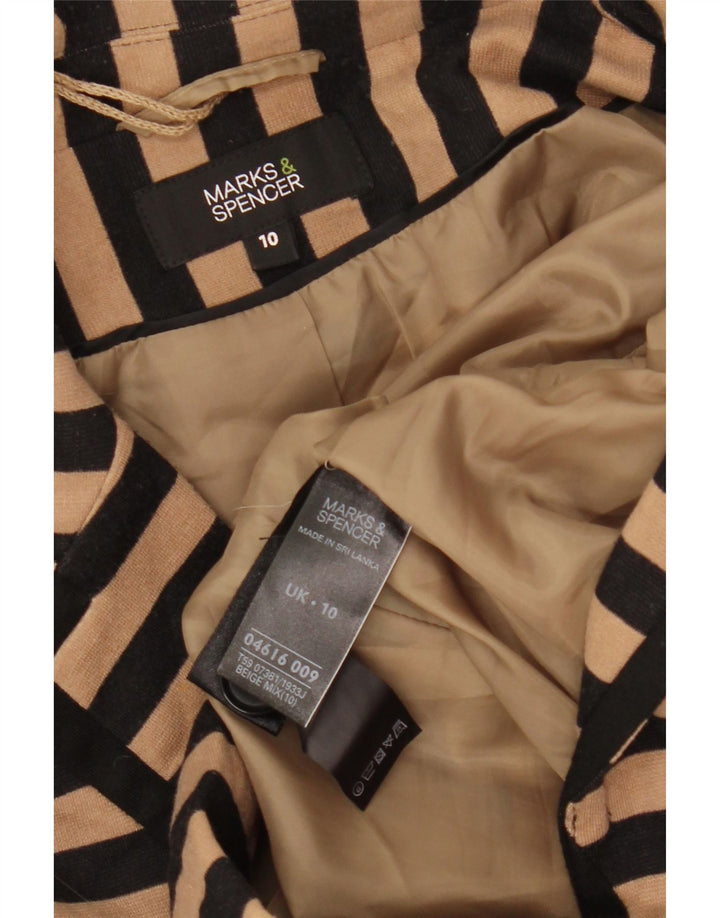 Marks & Spencer Damen Crop Blazer Jacke UK 10 Small Beige gestreift