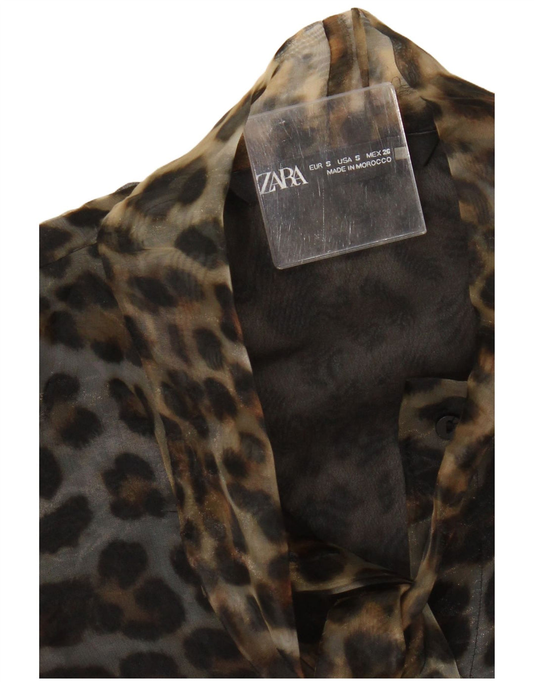 Zara Damen-Blusenoberteil, Gr. 40, klein, braun, mit Tiermuster