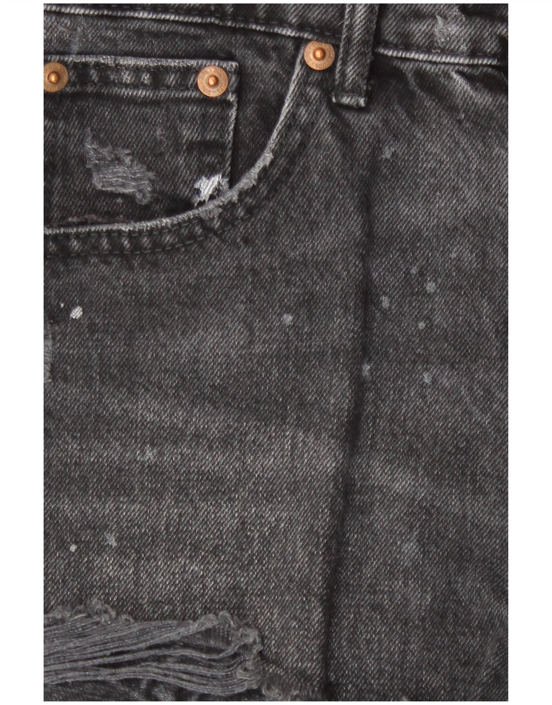 Zara Damen Distressed Denim Shorts EU 36 XS W26 Schwarz