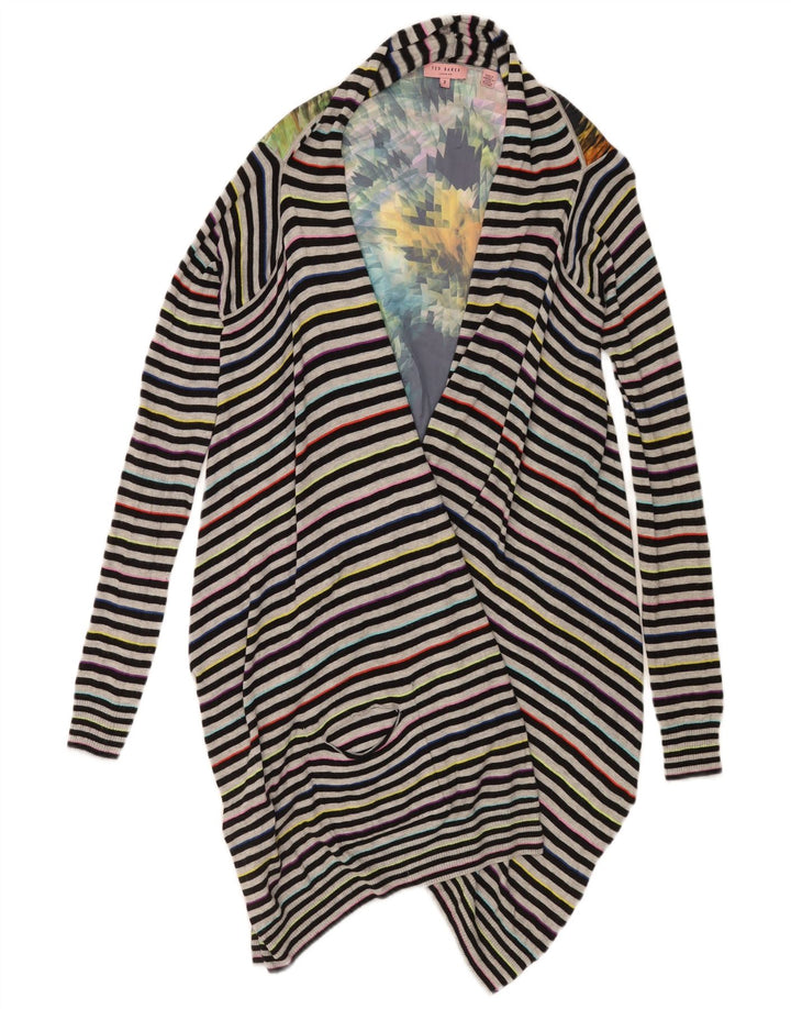 Ted Baker Asymmetrischer Damen-Cardigan, Größe 2, klein, mehrfarbig
