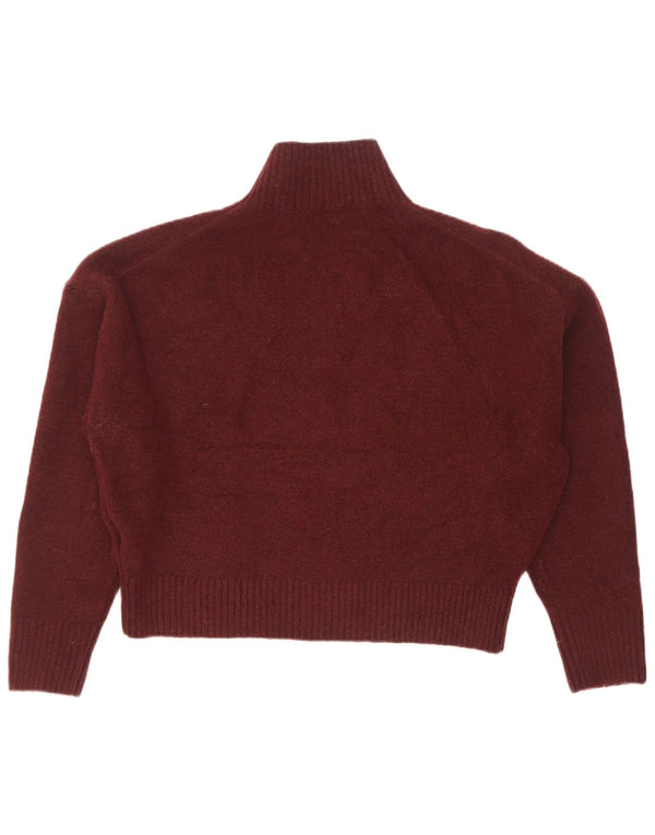 Zara Damen Crop Oversized Rollkragenpullover Pullover UK 14 Medium Burgund