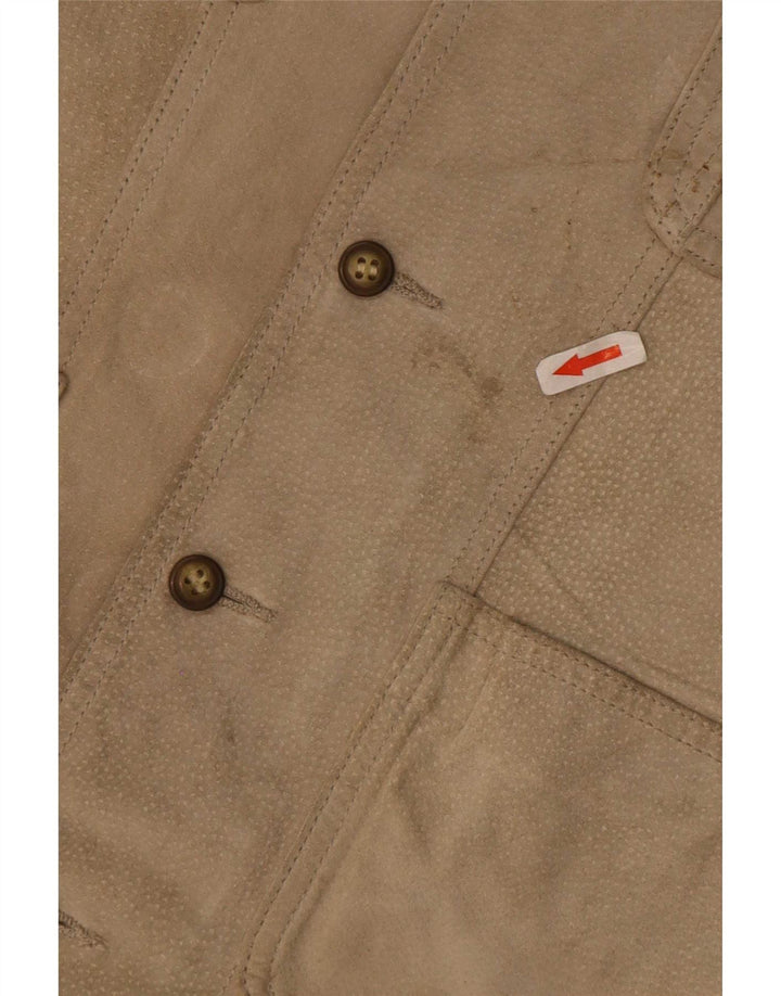Vintage Herren Wildleder Utility Gilet IT 48 Mittelbeiges Leder