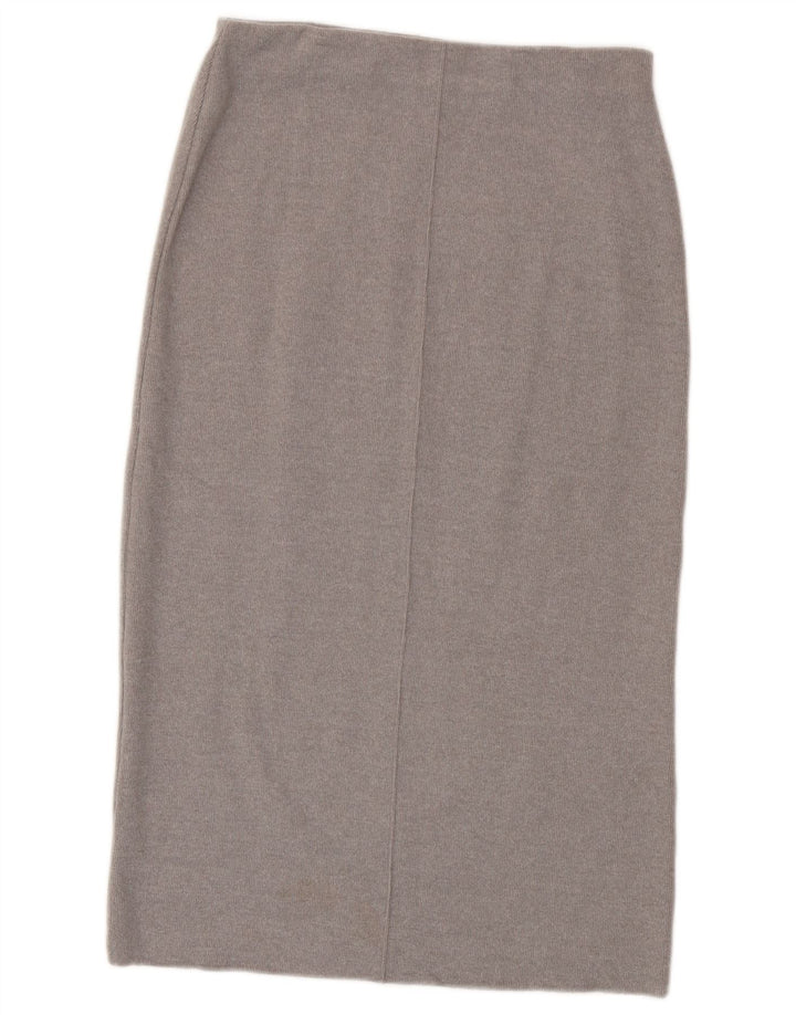 Zara Damen Midirock mit hoher Taille, mittelgroß, W28, grau, Polyester