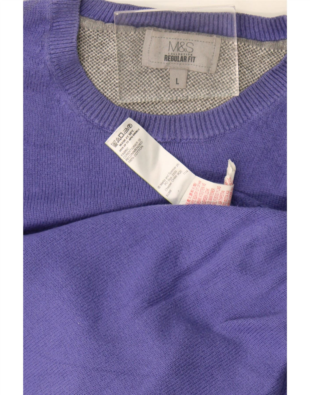Marks & Spencer Herren-Pullover, reguläre Passform, Rundhalsausschnitt, Größe L, Lila