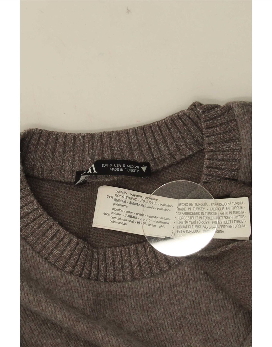 Zara Damen-Pullover, übergroß, Rundhalsausschnitt, Gr. 10, Größe S, Grau, Polyester