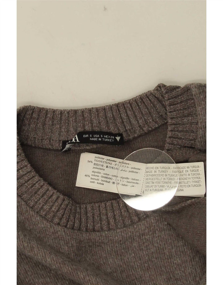 Zara Damen-Pullover, übergroß, Rundhalsausschnitt, Gr. 10, Größe S, Grau, Polyester
