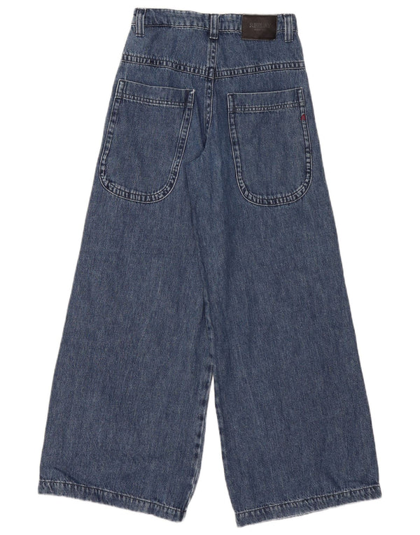 REPLAY Isodhe-Jeans für Mädchen mit weitem Bein, 11–12 Jahre, W26 L28, blaue Baumwolle