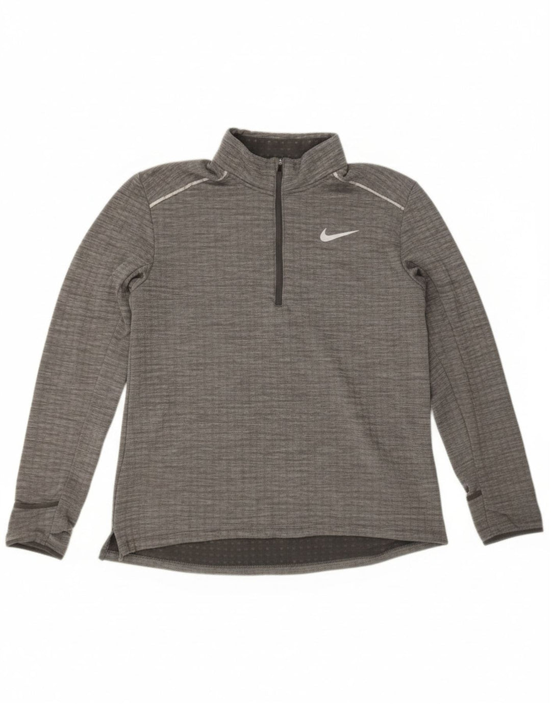Nike Herren-Trainingsanzug-Oberteil mit Reißverschluss am Hals, großes grau geflecktes Polyester