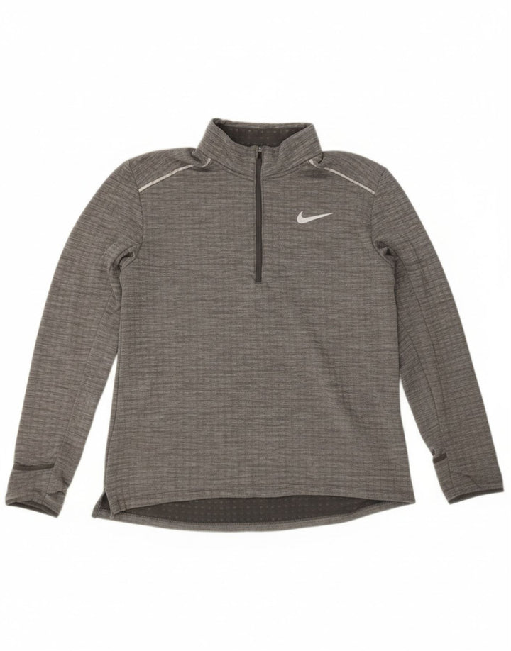 Nike Herren-Trainingsanzug-Oberteil mit Reißverschluss am Hals, großes grau geflecktes Polyester
