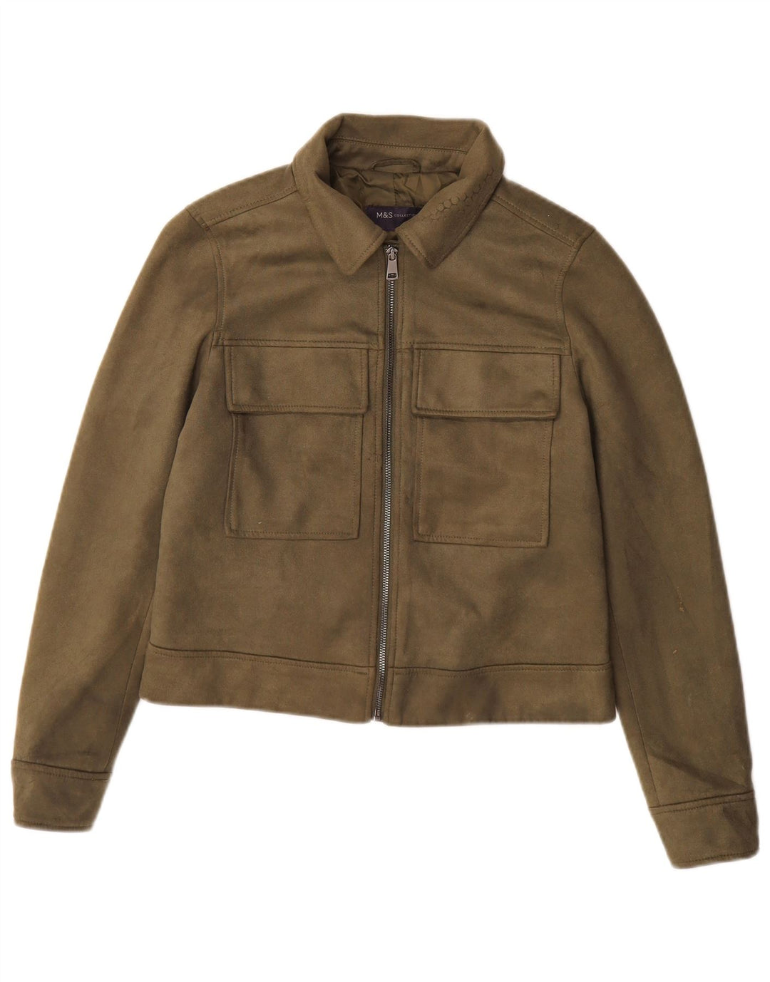 Marks & Spencer Damen Bomberjacke UK 10 Small Khaki Polyester