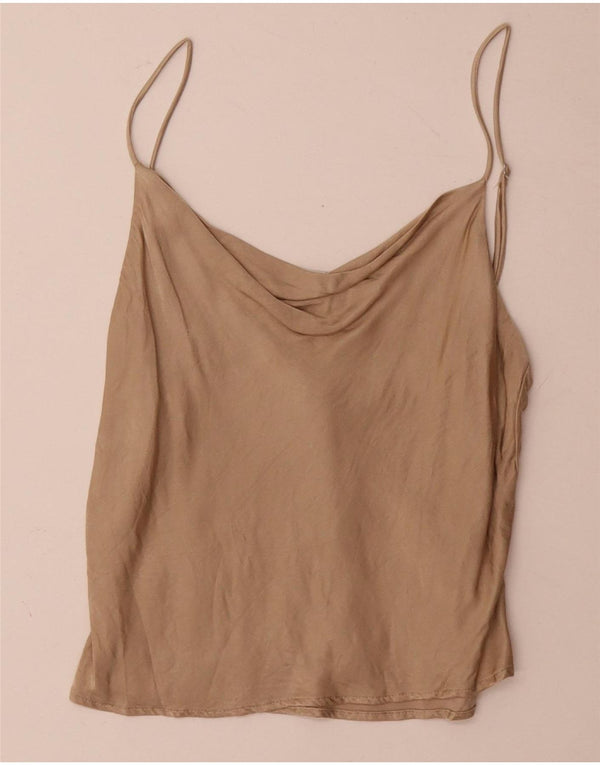 Zara Womens Cami Top UK 10 Small Beige Viscose