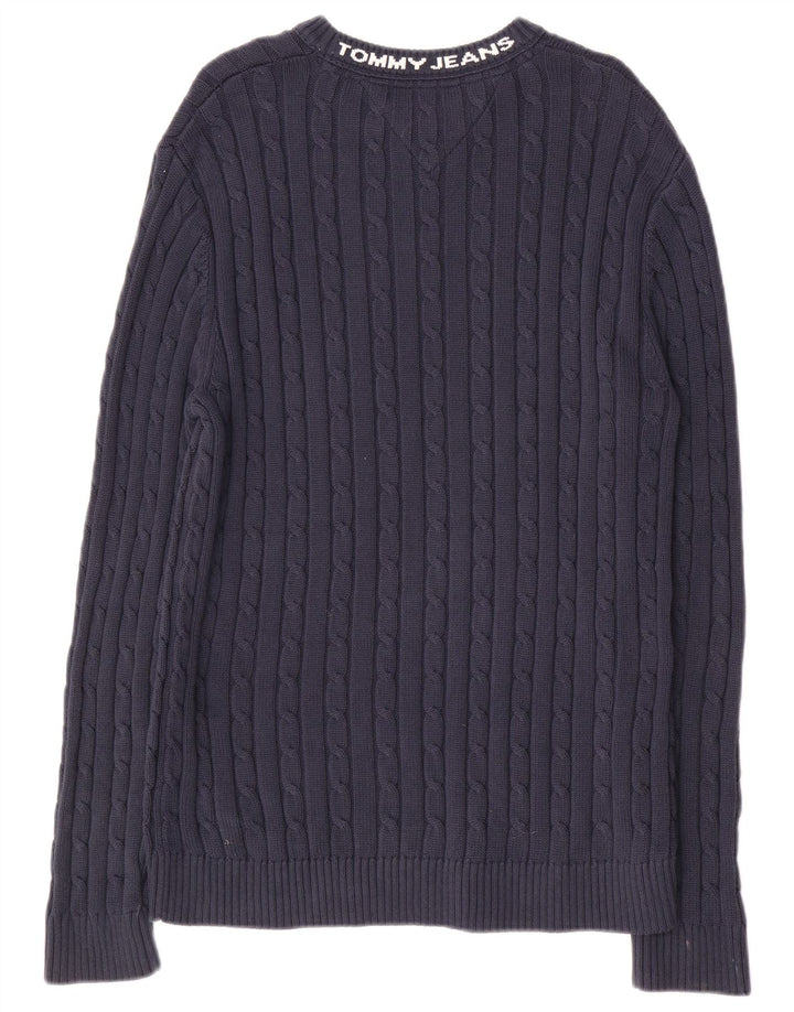 TOMMY HILFIGER Herren-Pullover mit grafischem Rundhalsausschnitt, mittleres Marineblau