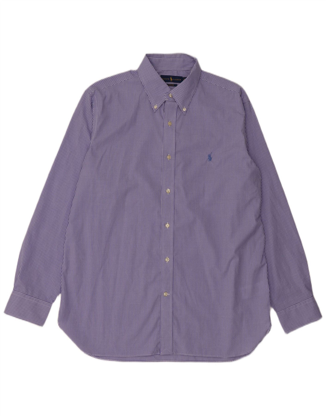 Ralph Lauren Herrenhemd, Größe 16 1/2, große blaue Gingham-Baumwolle