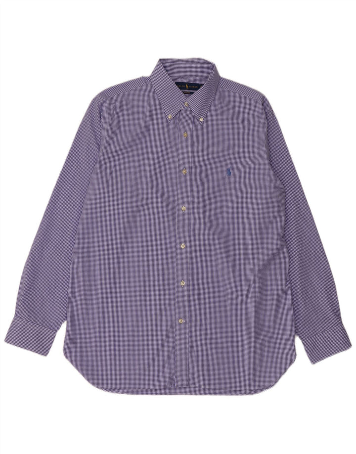 Ralph Lauren Herrenhemd, Größe 16 1/2, große blaue Gingham-Baumwolle