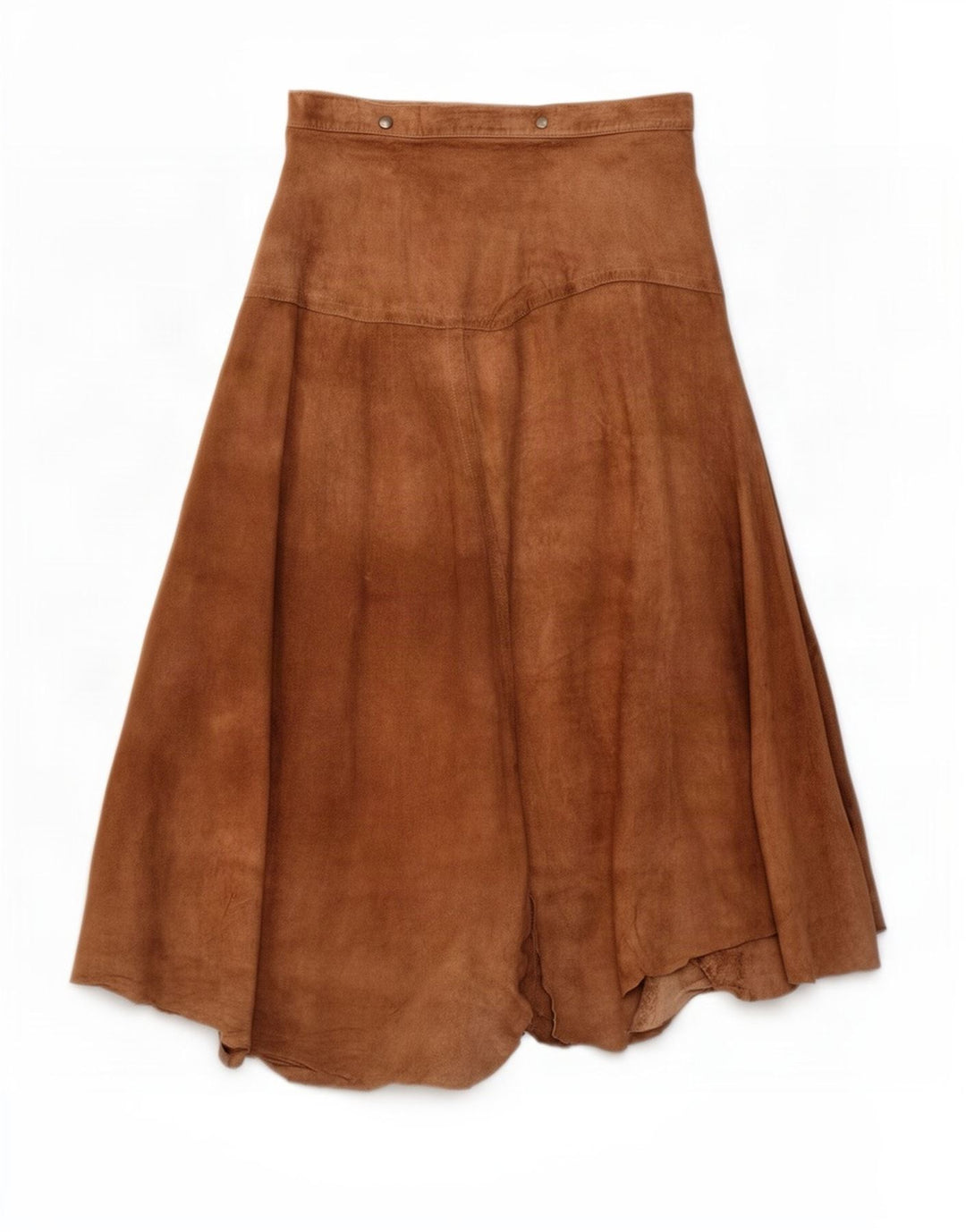 Vintage Damen Wildleder Wickelrock Asymmetrisch IT 46 Groß W30 Beige