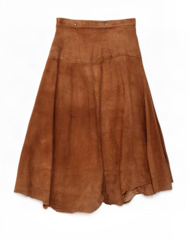 Vintage Damen Wildleder Wickelrock Asymmetrisch IT 46 Groß W30 Beige