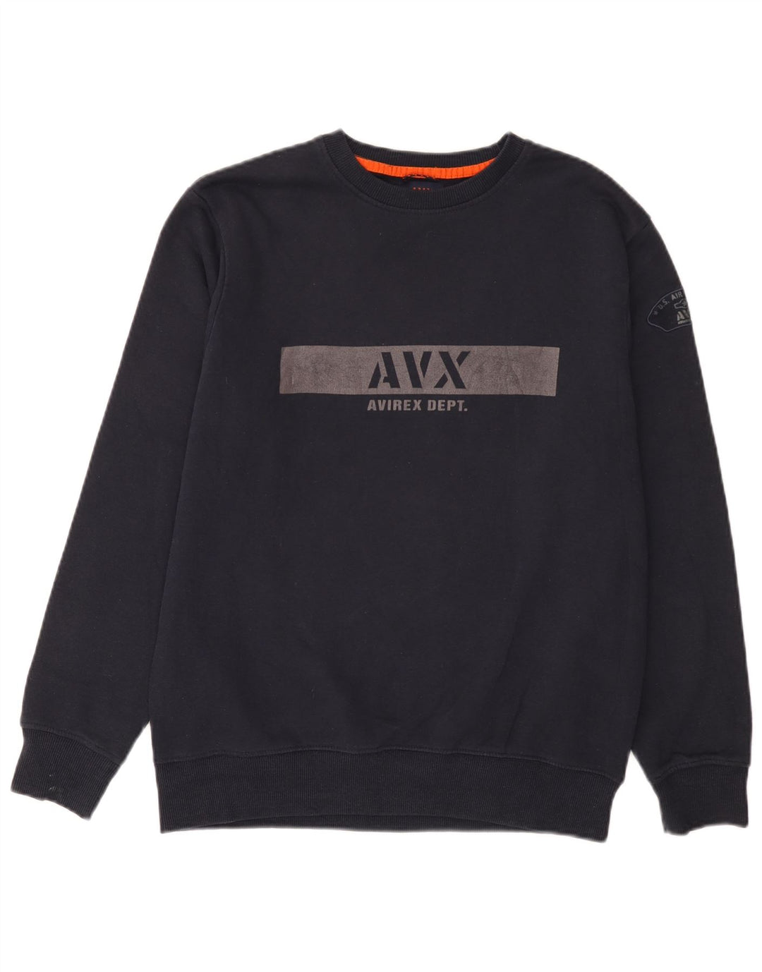 Avirex Herren-Sweatshirt mit Grafik, mittlere marineblaue Baumwolle
