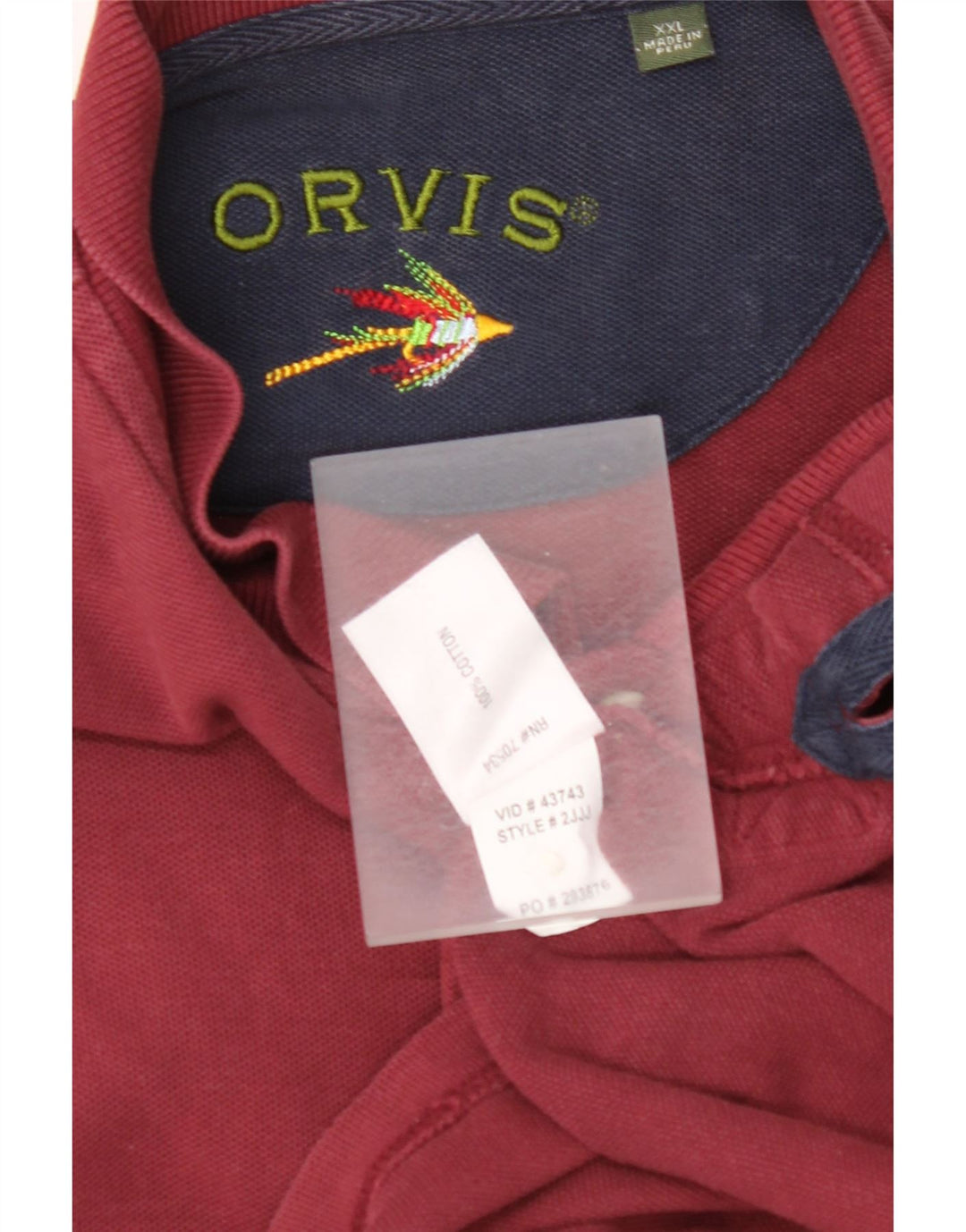 ORVIS Herren-Poloshirt, langärmelig, 2XL, Burgunderrot, Baumwolle