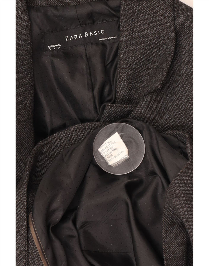Zara Damen 1-Knopf-Blazerjacke UK 14 Large Grau Polyester Klassisch