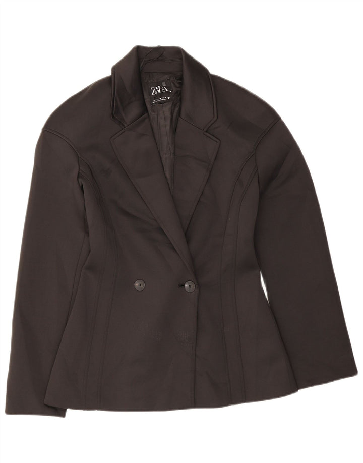 Zweireihiger Blazer für Damen von Zara, UK 12, Mittelschwarz, Polyester