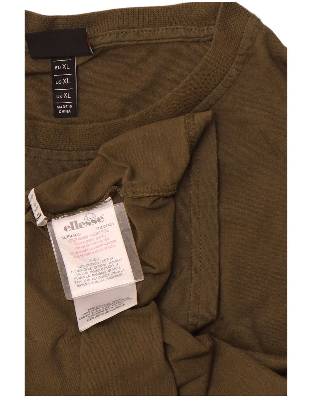 ELLESSE Herren Grafik T-Shirt Top XL Khaki Baumwolle