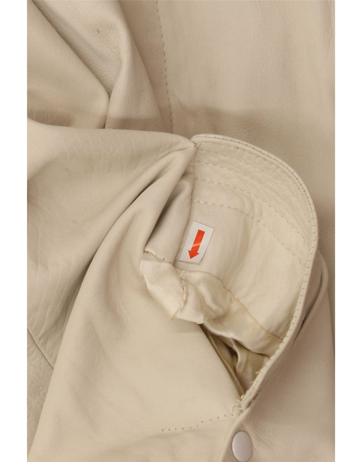 VINTAGE Mens 3/4 Sleeve Leather Jacket UK 40 Large White Vintage Vintage and Second-Hand Vintage from Messina Hembry 