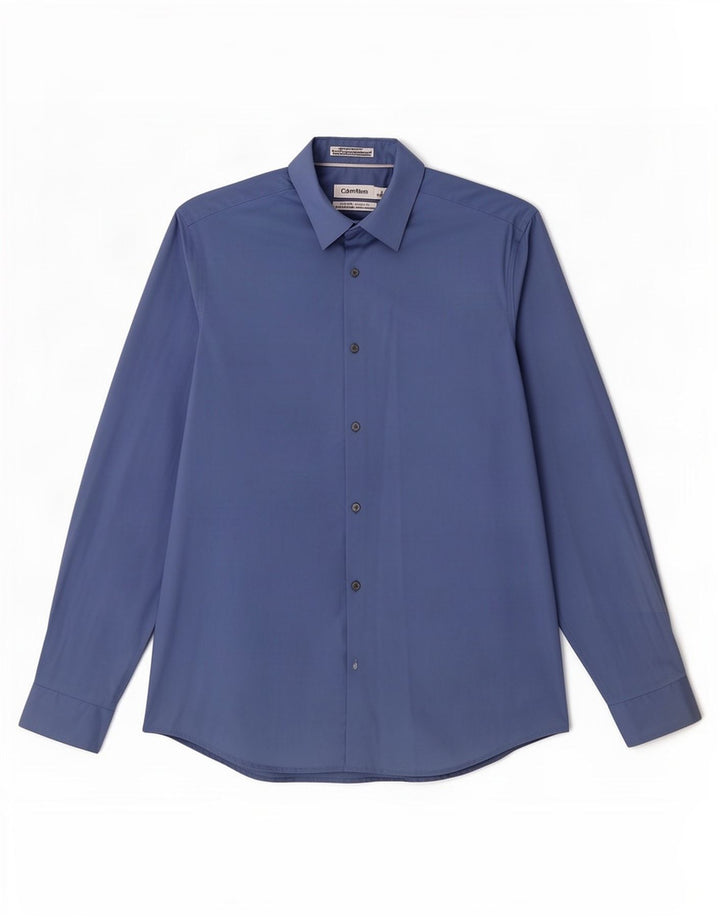 Calvin Klein Herrenhemd, Größe 15 1/2, mittelblau, Baumwolle, klassisch