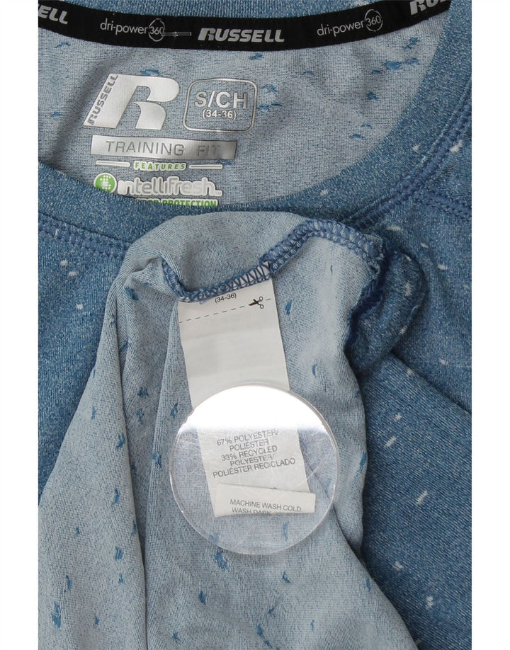RUSSELL ATHLETIC Herren Dri-Power T-Shirt Top Small Blau meliert Polyester