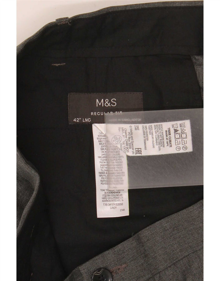 Marks & Spencer Herren-Anzughose in normaler Passform, W42, L33, grau, Polyester